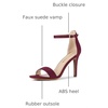 image:imageAllegra K Women Suede Ankle Strap High Stiletto Heel Open Toe Sandals  Faux Suede Vamp Stiletto Heel Open Toe Comfortable Fit Party Date Night Ready Adjustable Buckle ClosureBurgundy