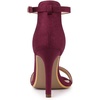image:imageAllegra K Women Suede Ankle Strap High Stiletto Heel Open Toe Sandals  Faux Suede Vamp Stiletto Heel Open Toe Comfortable Fit Party Date Night Ready Adjustable Buckle ClosureBurgundy