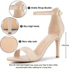 image:imageAllegra K Women Suede Ankle Strap High Stiletto Heel Open Toe Sandals  Faux Suede Vamp Stiletto Heel Open Toe Comfortable Fit Party Date Night Ready Adjustable Buckle ClosureBeige
