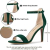 image:imageAllegra K Women Suede Ankle Strap High Stiletto Heel Open Toe Sandals  Faux Suede Vamp Stiletto Heel Open Toe Comfortable Fit Party Date Night Ready Adjustable Buckle ClosureDark Green