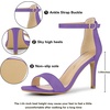 image:imageAllegra K Women Suede Ankle Strap High Stiletto Heel Open Toe Sandals  Faux Suede Vamp Stiletto Heel Open Toe Comfortable Fit Party Date Night Ready Adjustable Buckle ClosurePurple