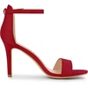image:imageAllegra K Women Suede Ankle Strap High Stiletto Heel Open Toe Sandals  Faux Suede Vamp Stiletto Heel Open Toe Comfortable Fit Party Date Night Ready Adjustable Buckle ClosureRed