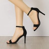 image:imageAllegra K Women Suede Ankle Strap High Stiletto Heel Open Toe Sandals  Faux Suede Vamp Stiletto Heel Open Toe Comfortable Fit Party Date Night Ready Adjustable Buckle ClosureBlack