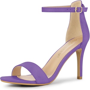 image:imageAllegra K Women Suede Ankle Strap High Stiletto Heel Open Toe Sandals  Faux Suede Vamp Stiletto Heel Open Toe Comfortable Fit Party Date Night Ready Adjustable Buckle ClosurePurple