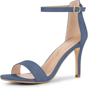 image:imageAllegra K Women Suede Ankle Strap High Stiletto Heel Open Toe Sandals  Faux Suede Vamp Stiletto Heel Open Toe Comfortable Fit Party Date Night Ready Adjustable Buckle ClosureHaze Blue