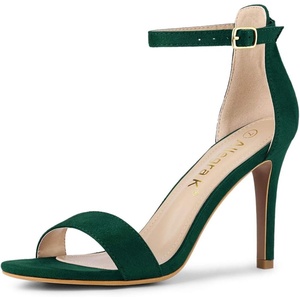 image:imageAllegra K Women Suede Ankle Strap High Stiletto Heel Open Toe Sandals  Faux Suede Vamp Stiletto Heel Open Toe Comfortable Fit Party Date Night Ready Adjustable Buckle ClosureDark Green