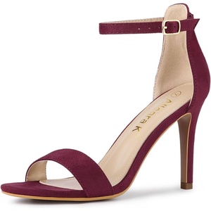 image:imageAllegra K Women Suede Ankle Strap High Stiletto Heel Open Toe Sandals  Faux Suede Vamp Stiletto Heel Open Toe Comfortable Fit Party Date Night Ready Adjustable Buckle ClosureBurgundy