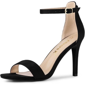 image:imageAllegra K Women Suede Ankle Strap High Stiletto Heel Open Toe Sandals  Faux Suede Vamp Stiletto Heel Open Toe Comfortable Fit Party Date Night Ready Adjustable Buckle ClosureBlack