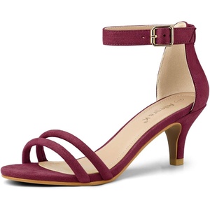 image:imageAllegra K Womens Kitten Heel Ankle Strap Sandals Shoes  Party SandalsBurgundy