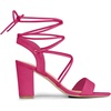 image:imageAllegra K Women Faux Suede Lace Up Block High Heels Slingback Sandals  ABS heel Padded insole for comfort Lacing closure Easy on One Strap design Slingback style Casual lookHot Pink