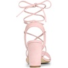 image:imageAllegra K Women Faux Suede Lace Up Block High Heels Slingback Sandals  ABS heel Padded insole for comfort Lacing closure Easy on One Strap design Slingback style Casual lookLight Pink