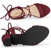 image:imageAllegra K Women Faux Suede Lace Up Block High Heels Slingback Sandals  ABS heel Padded insole for comfort Lacing closure Easy on One Strap design Slingback style Casual lookBurgundy