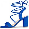 image:imageAllegra K Women Faux Suede Lace Up Block High Heels Slingback Sandals  ABS heel Padded insole for comfort Lacing closure Easy on One Strap design Slingback style Casual lookRoyal Blue