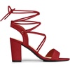 image:imageAllegra K Women Faux Suede Lace Up Block High Heels Slingback Sandals  ABS heel Padded insole for comfort Lacing closure Easy on One Strap design Slingback style Casual lookRed