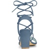 image:imageAllegra K Women Faux Suede Lace Up Block High Heels Slingback Sandals  ABS heel Padded insole for comfort Lacing closure Easy on One Strap design Slingback style Casual lookHaze Blue
