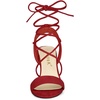 image:imageAllegra K Women Faux Suede Lace Up Block High Heels Slingback Sandals  ABS heel Padded insole for comfort Lacing closure Easy on One Strap design Slingback style Casual lookRed