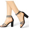 image:imageAllegra K Womens Rhinestones Strappy Chunky Heel Sandals  Party SandalsBlack