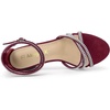 image:imageAllegra K Womens Rhinestones Strappy Chunky Heel Sandals  Party SandalsBurgundy