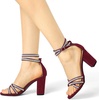 image:imageAllegra K Womens Rhinestones Strappy Chunky Heel Sandals  Party SandalsBurgundy