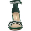 image:imageAllegra K Womens Rhinestones Strappy Chunky Heel Sandals  Party SandalsDark Green