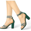 image:imageAllegra K Womens Rhinestones Strappy Chunky Heel Sandals  Party SandalsDark Green