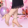 image:imageAllegra K Womens Rhinestones Strappy Chunky Heel Sandals  Party SandalsKhaki