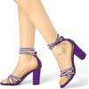 image:imageAllegra K Womens Rhinestones Strappy Chunky Heel Sandals  Party SandalsPurple