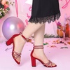 image:imageAllegra K Womens Rhinestones Strappy Chunky Heel Sandals  Party SandalsRed