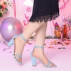 image:imageAllegra K Womens Rhinestones Strappy Chunky Heel Sandals  Party SandalsSkyblue