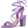 image:imageAllegra K Women Faux Suede Lace Up Block High Heels Slingback Sandals  ABS heel Padded insole for comfort Lacing closure Easy on One Strap design Slingback style Casual lookPurple