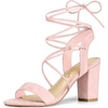 image:imageAllegra K Women Faux Suede Lace Up Block High Heels Slingback Sandals  ABS heel Padded insole for comfort Lacing closure Easy on One Strap design Slingback style Casual lookLight Pink