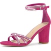 image:imageAllegra K Womens Rhinestones Strappy Chunky Heel Sandals  Party SandalsHot Pink