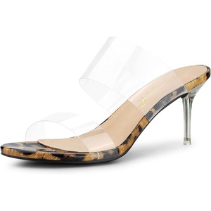 image:imageAllegra K Womens Clear Slide Stiletto Heel Clear Sandals  Party SandalsLeopard