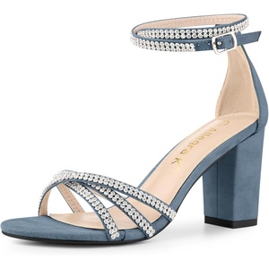 image:imageAllegra K Womens Rhinestones Strappy Chunky Heel Sandals  Party SandalsHaze Blue