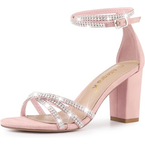 image:imageAllegra K Womens Rhinestones Strappy Chunky Heel Sandals  Party SandalsPink