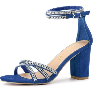image:imageAllegra K Womens Rhinestones Strappy Chunky Heel Sandals  Party SandalsRoyal Blue