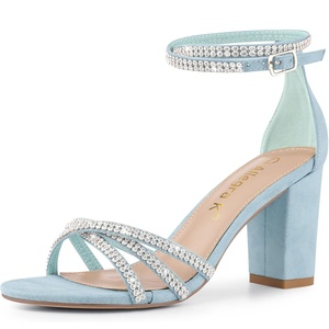 image:imageAllegra K Womens Rhinestones Strappy Chunky Heel Sandals  Party SandalsSkyblue