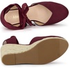 image:imageAllegra K Womens Closed Toe Espadrilles Wedges Tie Up Wedge Sandals  Platform Heels for Women Lace Up Heeled Comfortable Wedge for Women 3 78 inches Summer Dress Shoes PartyBurgundy