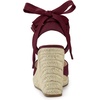 image:imageAllegra K Womens Closed Toe Espadrilles Wedges Tie Up Wedge Sandals  Platform Heels for Women Lace Up Heeled Comfortable Wedge for Women 3 78 inches Summer Dress Shoes PartyBurgundy