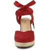 image:imageAllegra K Womens Closed Toe Espadrilles Wedges Tie Up Wedge Sandals  Platform Heels for Women Lace Up Heeled Comfortable Wedge for Women 3 78 inches Summer Dress Shoes PartyRed