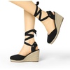image:imageAllegra K Womens Closed Toe Espadrilles Wedges Tie Up Wedge Sandals  Platform Heels for Women Lace Up Heeled Comfortable Wedge for Women 3 78 inches Summer Dress Shoes PartyBlack