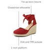 image:imageAllegra K Womens Closed Toe Espadrilles Wedges Tie Up Wedge Sandals  Platform Heels for Women Lace Up Heeled Comfortable Wedge for Women 3 78 inches Summer Dress Shoes PartyRed