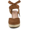 image:imageAllegra K Womens Closed Toe Espadrilles Wedges Tie Up Wedge Sandals  Platform Heels for Women Lace Up Heeled Comfortable Wedge for Women 3 78 inches Summer Dress Shoes PartyBrown