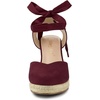 image:imageAllegra K Womens Closed Toe Espadrilles Wedges Tie Up Wedge Sandals  Platform Heels for Women Lace Up Heeled Comfortable Wedge for Women 3 78 inches Summer Dress Shoes PartyBurgundy