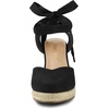 image:imageAllegra K Womens Closed Toe Espadrilles Wedges Tie Up Wedge Sandals  Platform Heels for Women Lace Up Heeled Comfortable Wedge for Women 3 78 inches Summer Dress Shoes PartyBlack