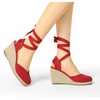 image:imageAllegra K Womens Closed Toe Espadrilles Wedges Tie Up Wedge Sandals  Platform Heels for Women Lace Up Heeled Comfortable Wedge for Women 3 78 inches Summer Dress Shoes PartyRed