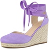 image:imageAllegra K Womens Closed Toe Espadrilles Wedges Tie Up Wedge Sandals  Platform Heels for Women Lace Up Heeled Comfortable Wedge for Women 3 78 inches Summer Dress Shoes PartyPurple