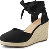 image:imageAllegra K Womens Closed Toe Espadrilles Wedges Tie Up Wedge Sandals  Platform Heels for Women Lace Up Heeled Comfortable Wedge for Women 3 78 inches Summer Dress Shoes PartyBlack