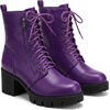 image:imageAllegra K Lace Up Chunky Heel Platform Ankle Combat Boots for WomenPurple