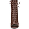 image:imageAllegra K Women Faux Leather Lace Up Peep Toe Stiletto Heel Ankle BootsBrown